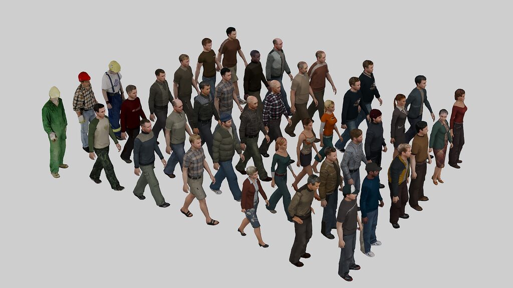 Human Model Crowd People for the crowd and background (385865) 3D model - Download 3D ...