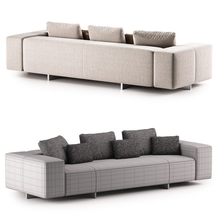 Yves sofa 300cm By minotti (388469) 3D model - Download 3D model Yves ...