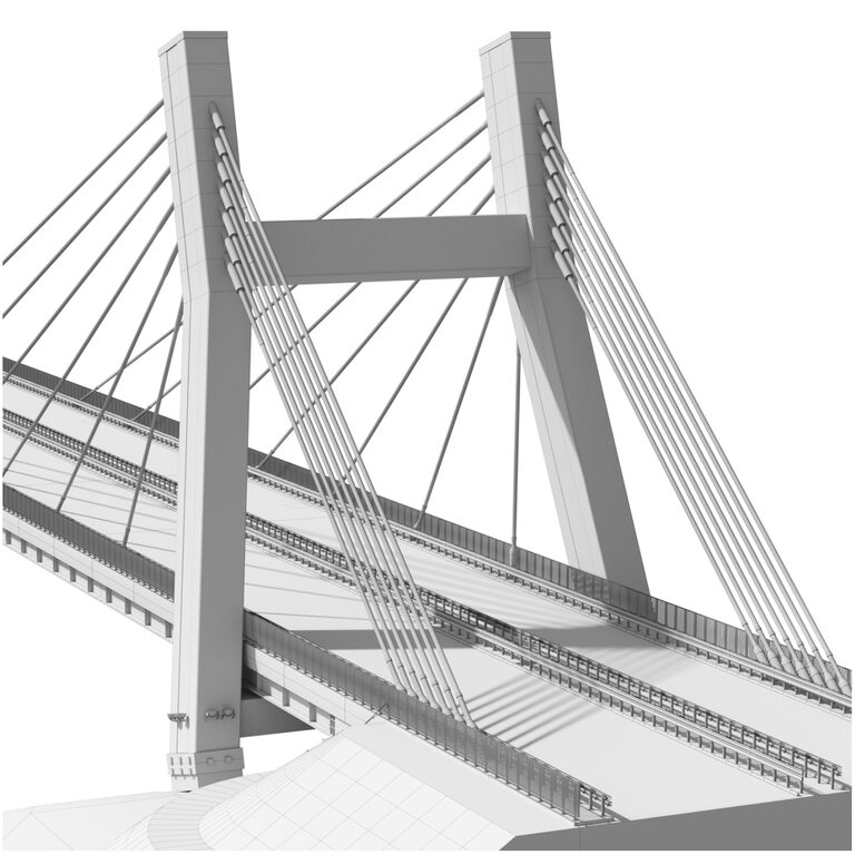 Bridge span with a suspension structure and one supporting column over ...