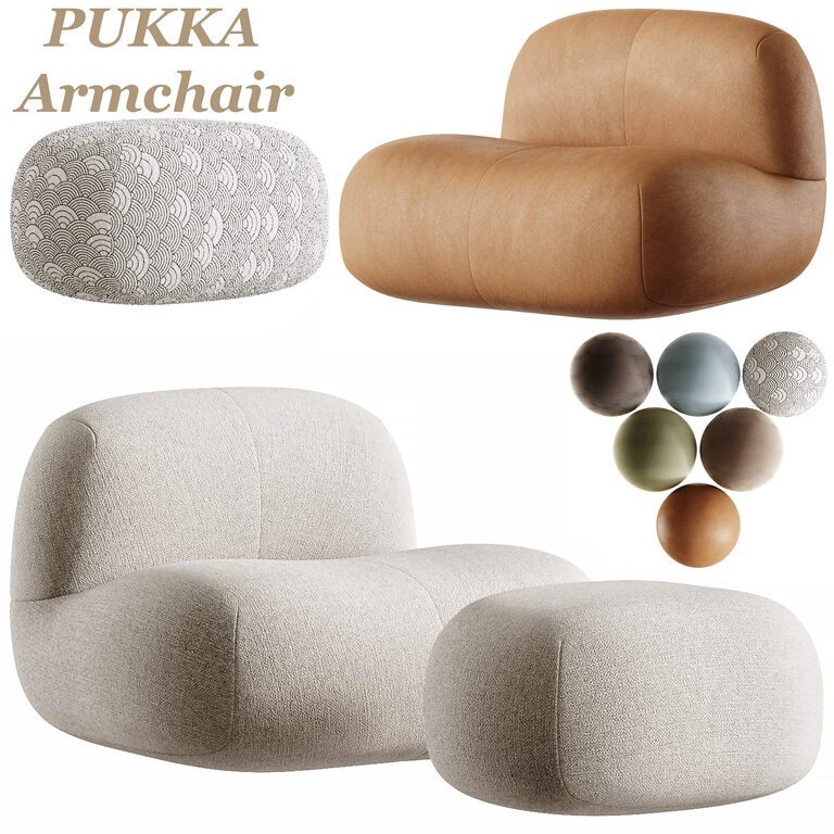 Кресло и подставка для ног PUKKA (389457), 3д модель 1