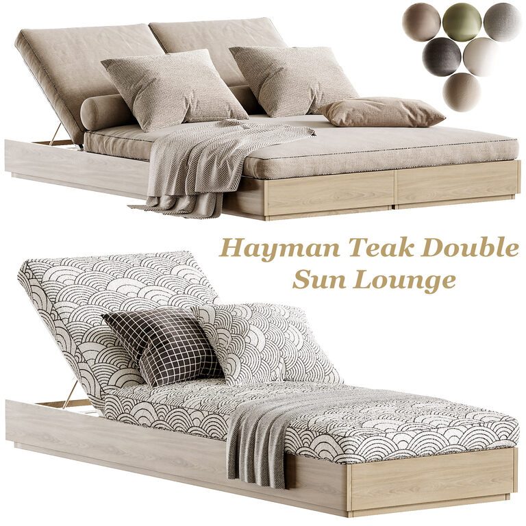 Hayman Teak Double Sun Lounge (390240) 3D model - Download 3D model ...