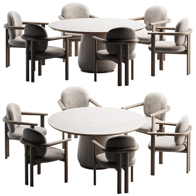 Dining table and chair set 1 (391271), 3d model 1