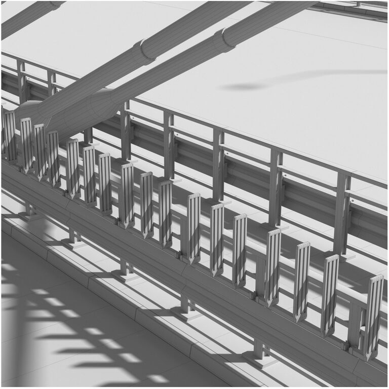 Bridge span with a suspension structure and one supporting column over ...