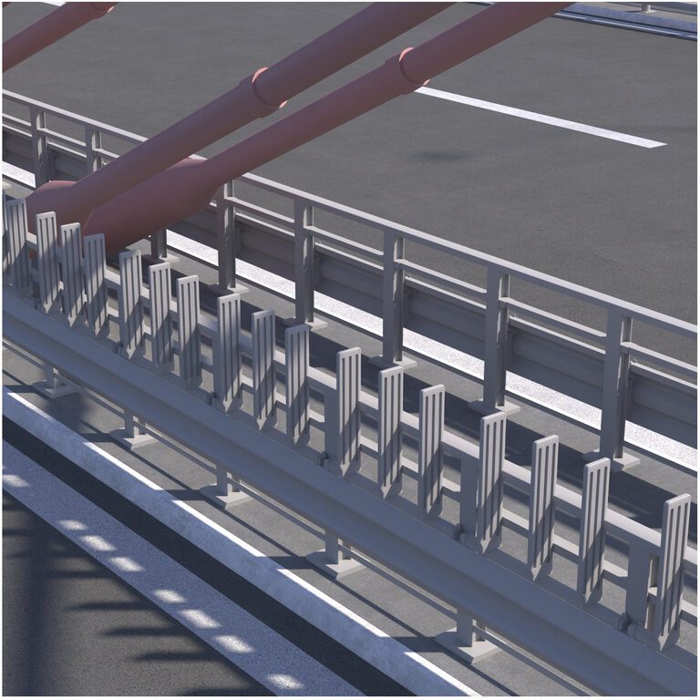 Bridge span with a suspension structure and one supporting column over ...
