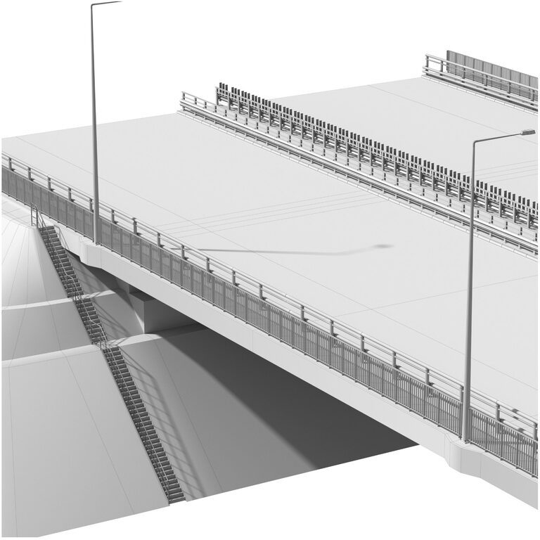 Bridge span with a suspension structure and one supporting column over ...