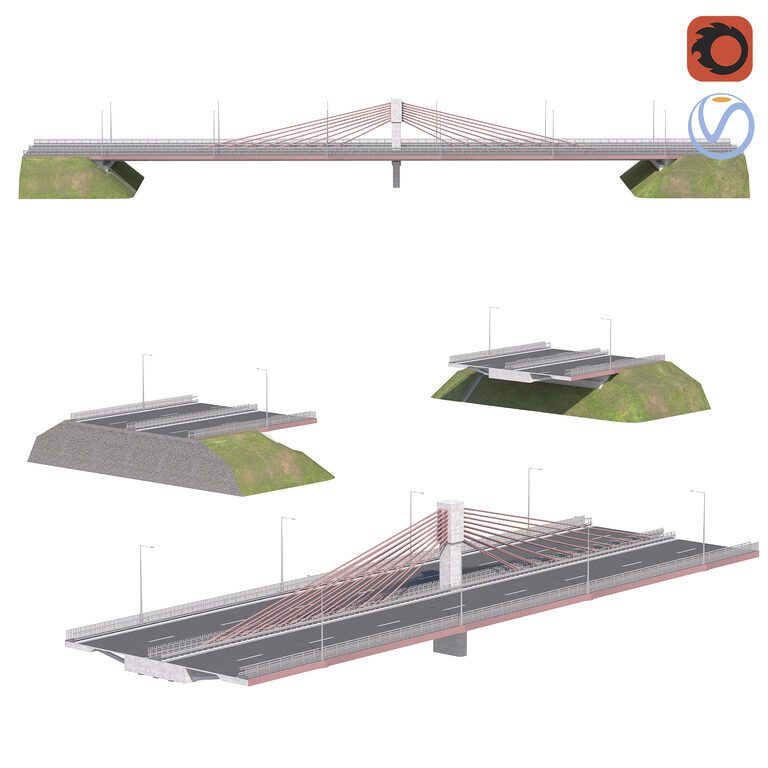 Bridge span suspension structure construction kit (392674) 3D model ...