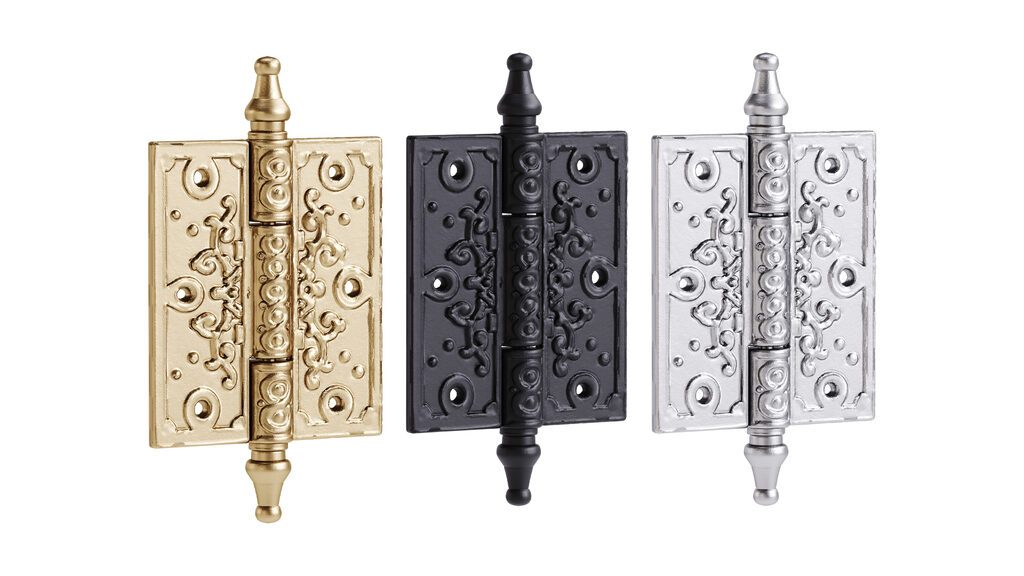 Black Cabinet Wrought Iron Butt Victorian Steeple Tip Flush Hinges (392910), 3d model 1
