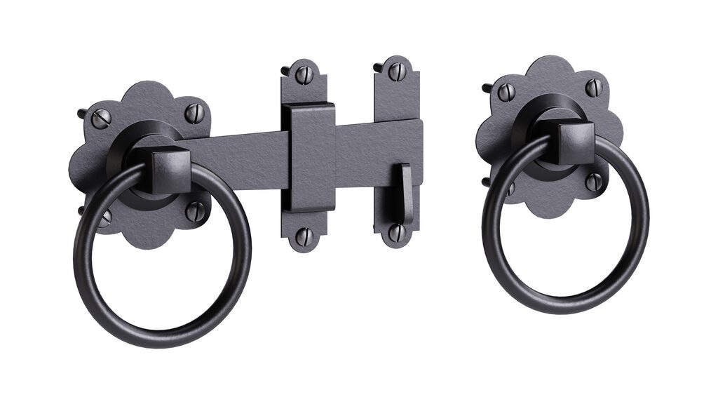 Black Gate Latch Wrought Iron Fence Door (392940), 3d model 1
