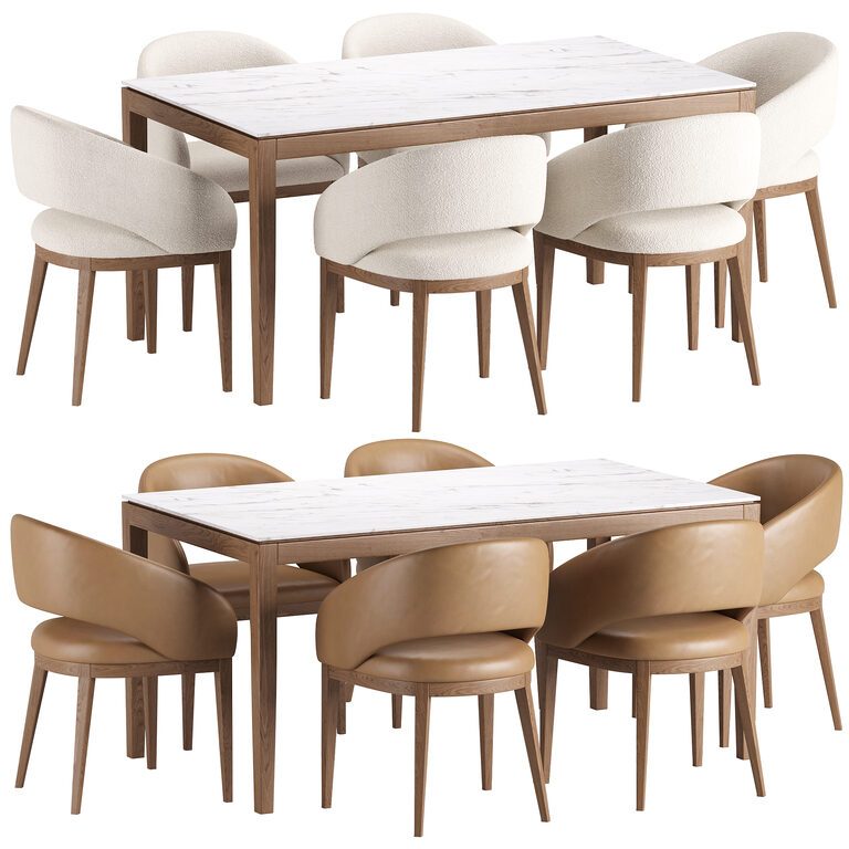 Allen Chair 2 and Jackson Dining Table (393546), 3d model 1
