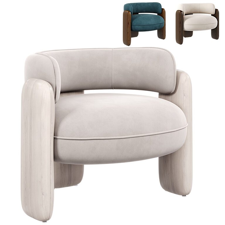 Luxe Arc Chair - Modern Дерево і тканина (394031), 3d модель 1