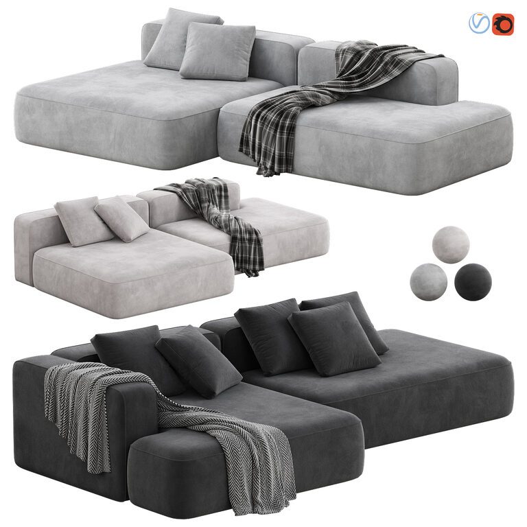 Stone Modular Sofa by Tamamm (394829), 3d model 1