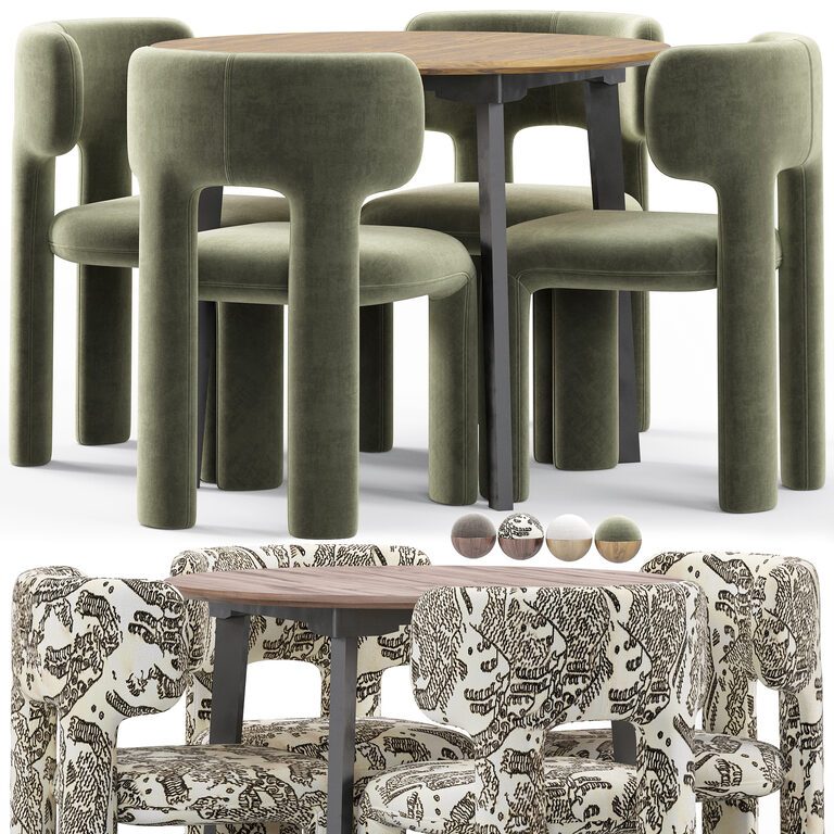 Lucy Chair Ditre Italia and Crete table (395152), 3d model 1