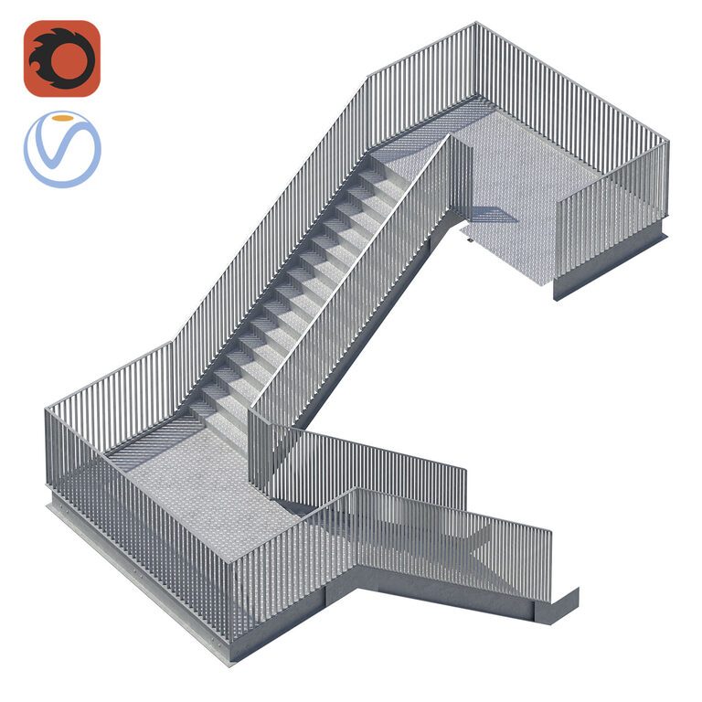 Metal Modular Industrial Staircase Builder set (395714) 3D model ...