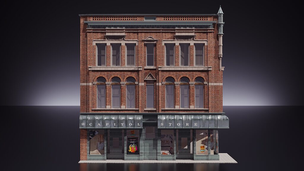 Brick building (395938) 3D model - Download 3D model Brick building ...