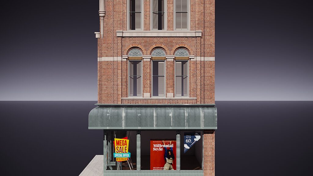Brick building (395938) 3D model - Download 3D model Brick building ...