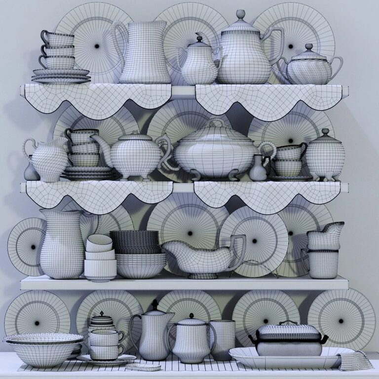 Procelain Patterns Collection of classic porcelain tableware with patterns (396279) 3D ...