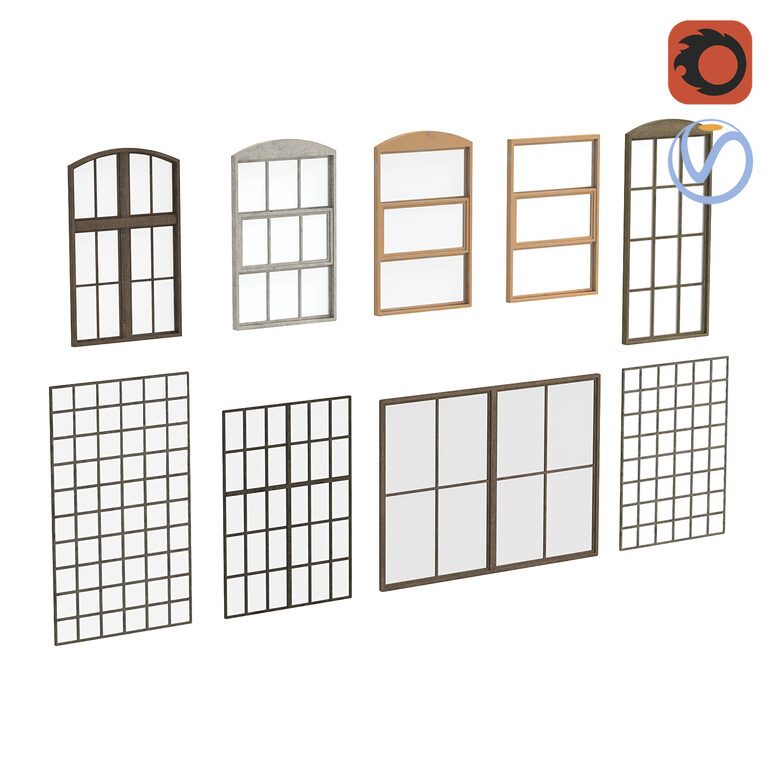 Old factory windows pack (397166) 3D model - Download 3D model Old ...