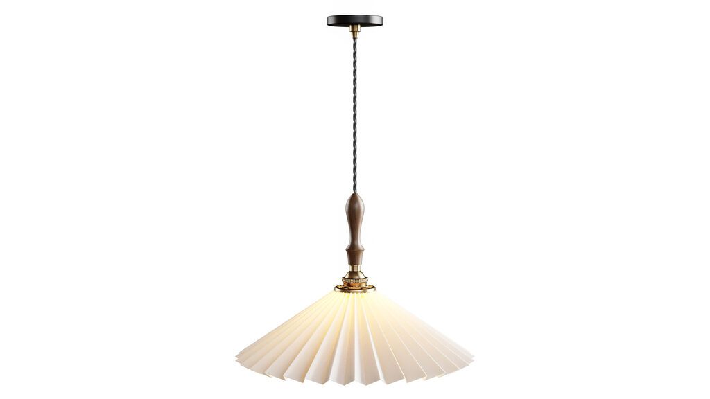 Vintage Pleated Pendant Lampshade Chandelier (397670), 3d model 1