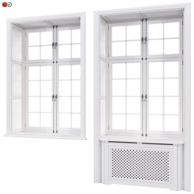Classic windows with cremones (397744), 3d model 1