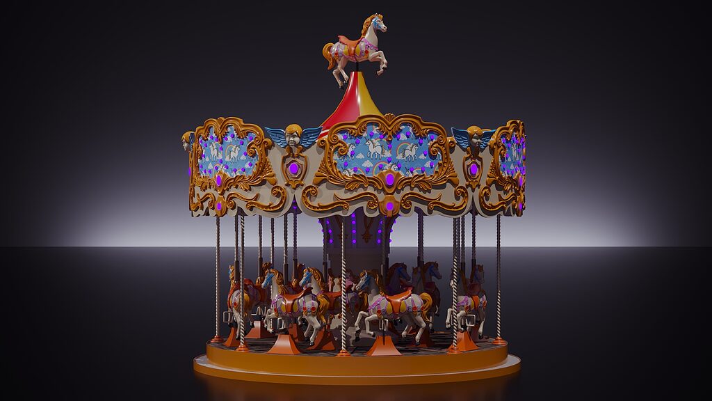 Карусель з конями (398019), 3d модель 1