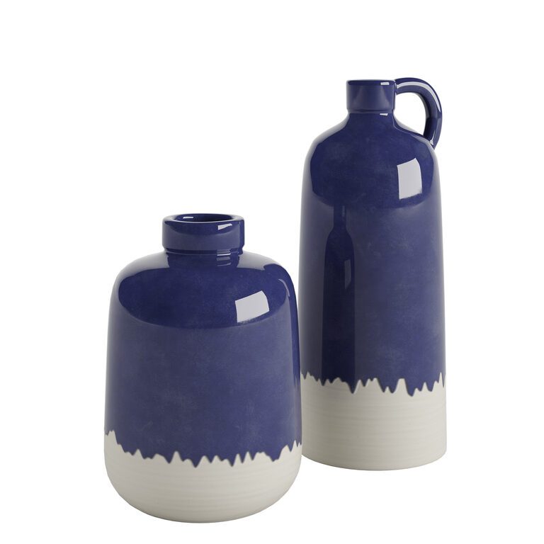 Set of blue and white glazed ceramic vases (398416) 3D model - Download ...