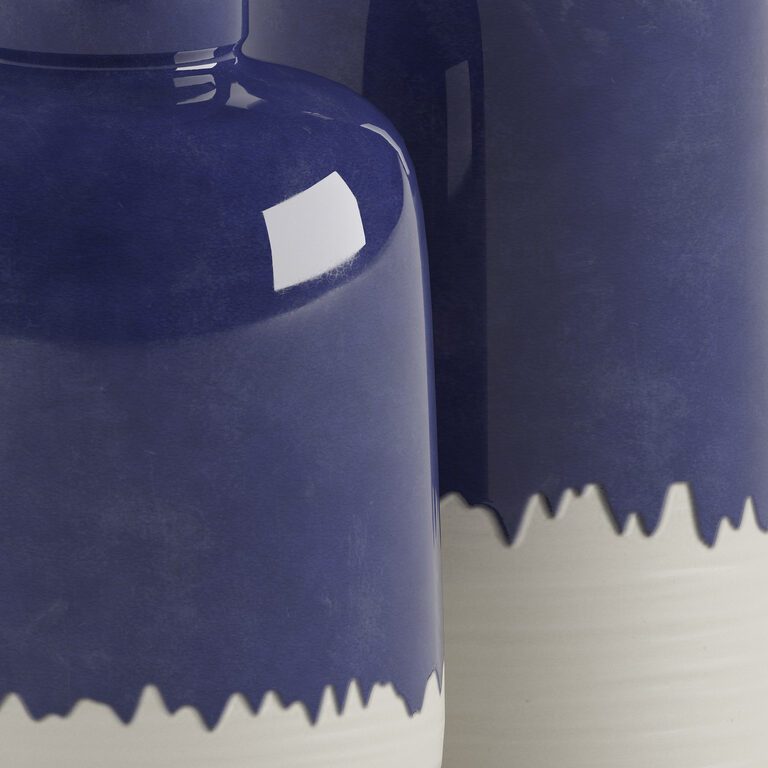 Set of blue and white glazed ceramic vases (398416) 3D model - Download ...