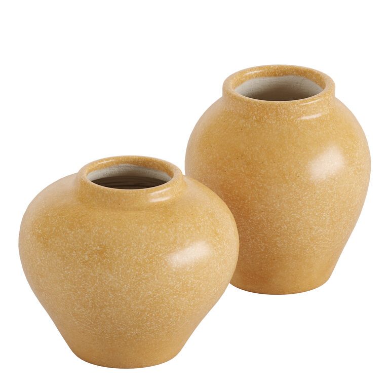 Set of 2 Handmade Ceramic Bud Vases in Yellow Glaze (400747) 3D model ...