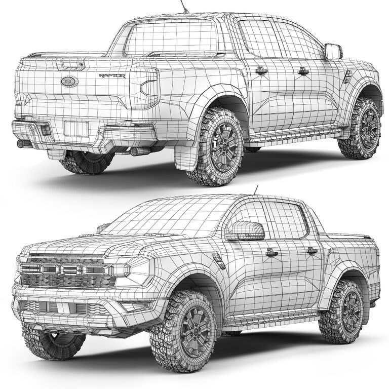 Ford Ranger Raptor 2023 car (401704) 3D model - Download 3D model Ford ...