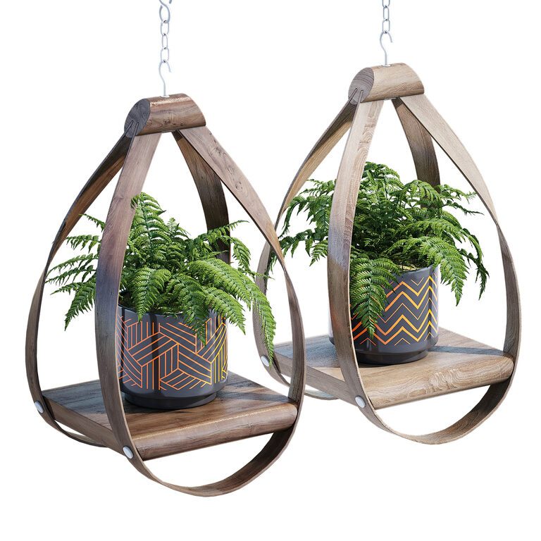 Bentwood Teardrop Hanging Wood Shelf plant  (402800), 3d model 1