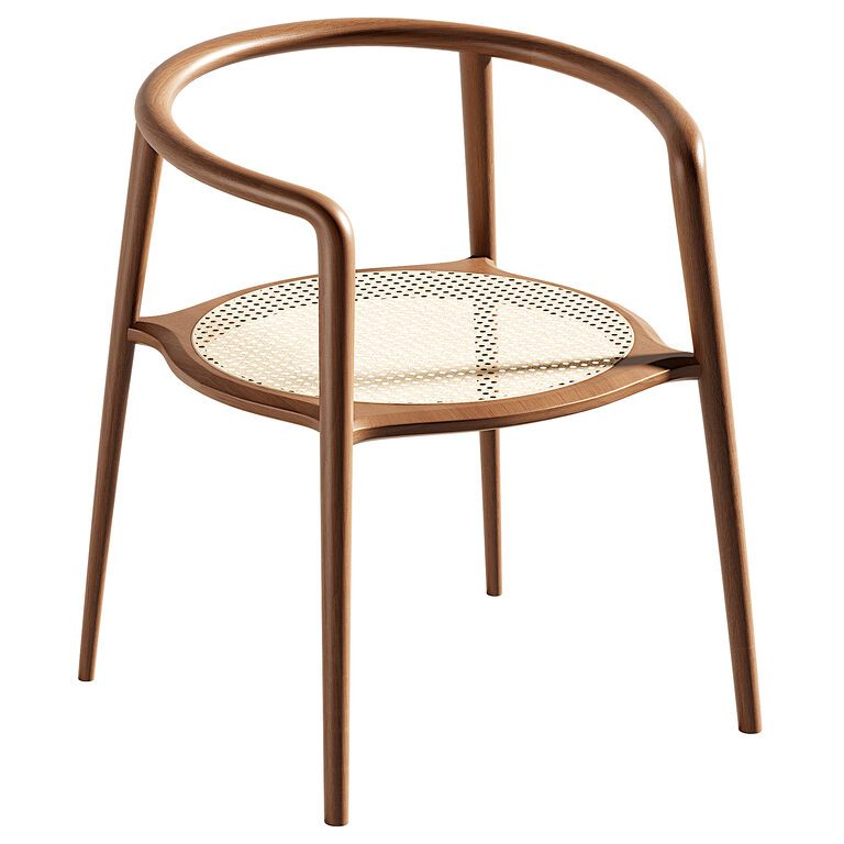 Wood Rattan Dining Chair 2017 (403792), 3d model 1
