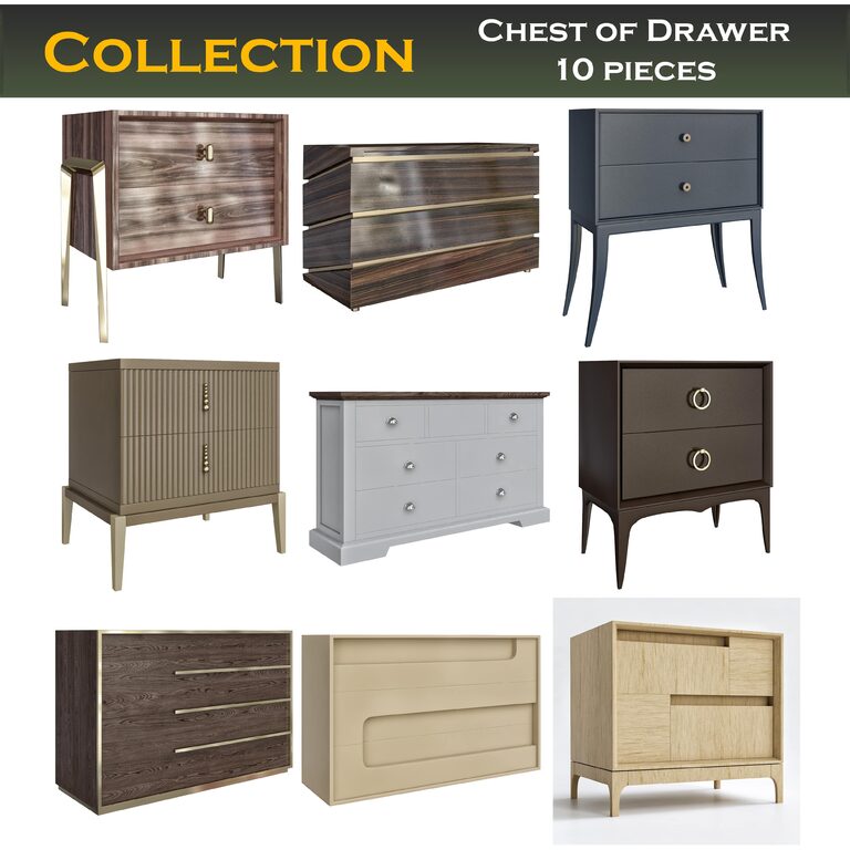 Collection  Chest of Drawers 10 pieces (43599), 3d model 1