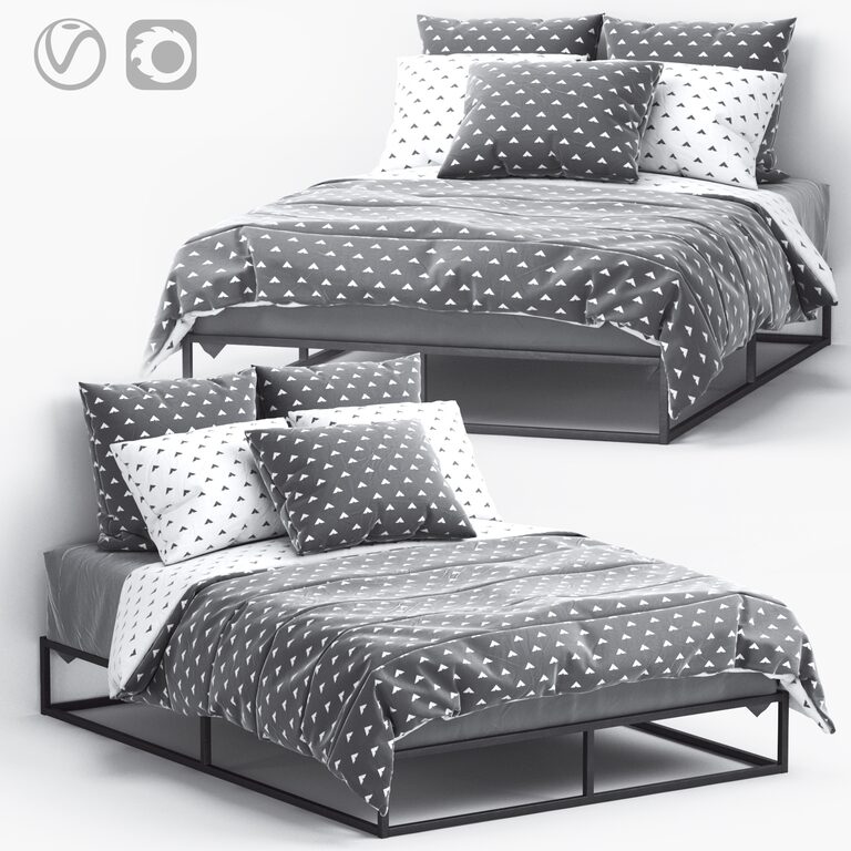 Zipcode Design Cyril Bed with Bedding (66367), 3d model 1