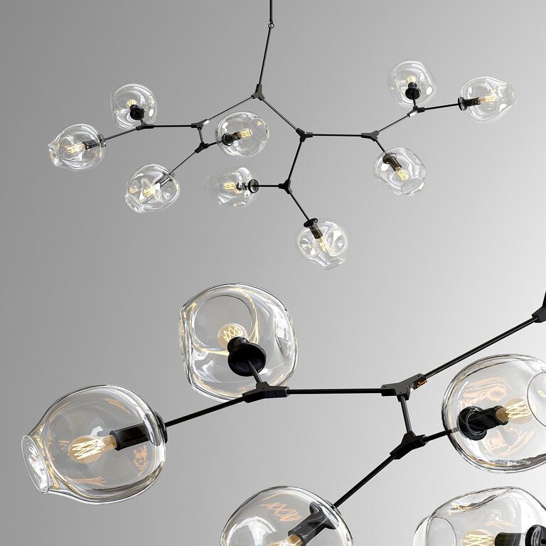 Branching bubble 9 Light - Black Glass Chandelier (72612) 3D model ...