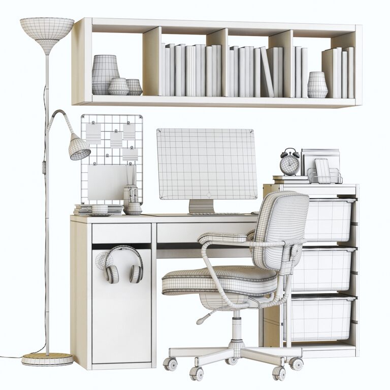 Ikea Micke White Workplace (78604) 3D model - Download 3D model Ikea ...