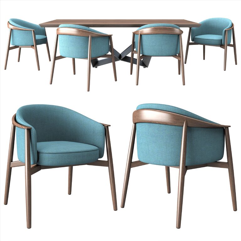 Checker Pattern Table Checker Pattern Dining table and chair (94820) 3D model - Download 3D ...